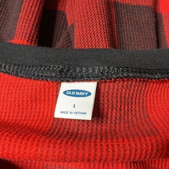 Old Navy Thermal Knit Red Black Plaid One Piece Pajama Large - Picture 8 of 9